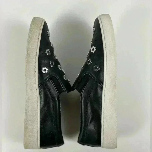Michael Kors Keaton Slip On Sneaker metallic Floral toe Leather Black-Size 8 - Picture 8 of 13